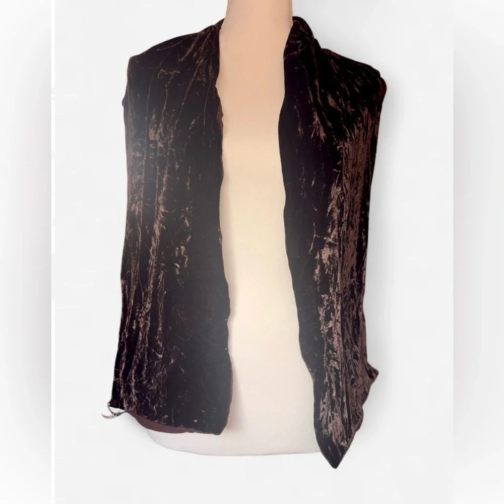 Kasper Brown Silk Blend Velvet Scarf | 82% Rayon 18% Silk | Luxe Minimalist Wrap